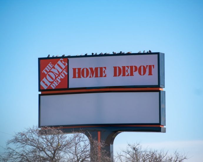 Home Depot sign in Irving Texas