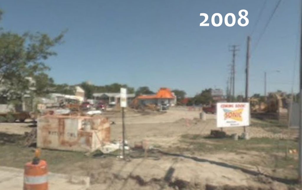 Street view of the Sonic under construction in Flint
