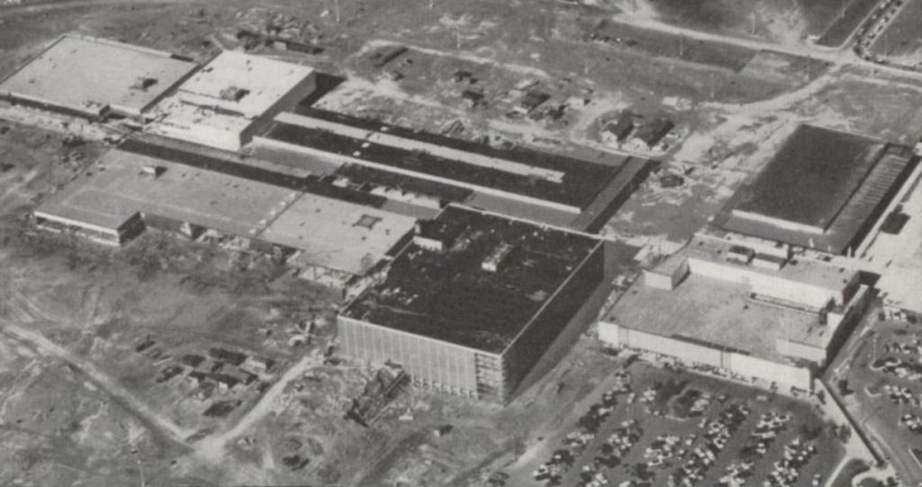 Image of North Shore Shopping Center construction in 1957.