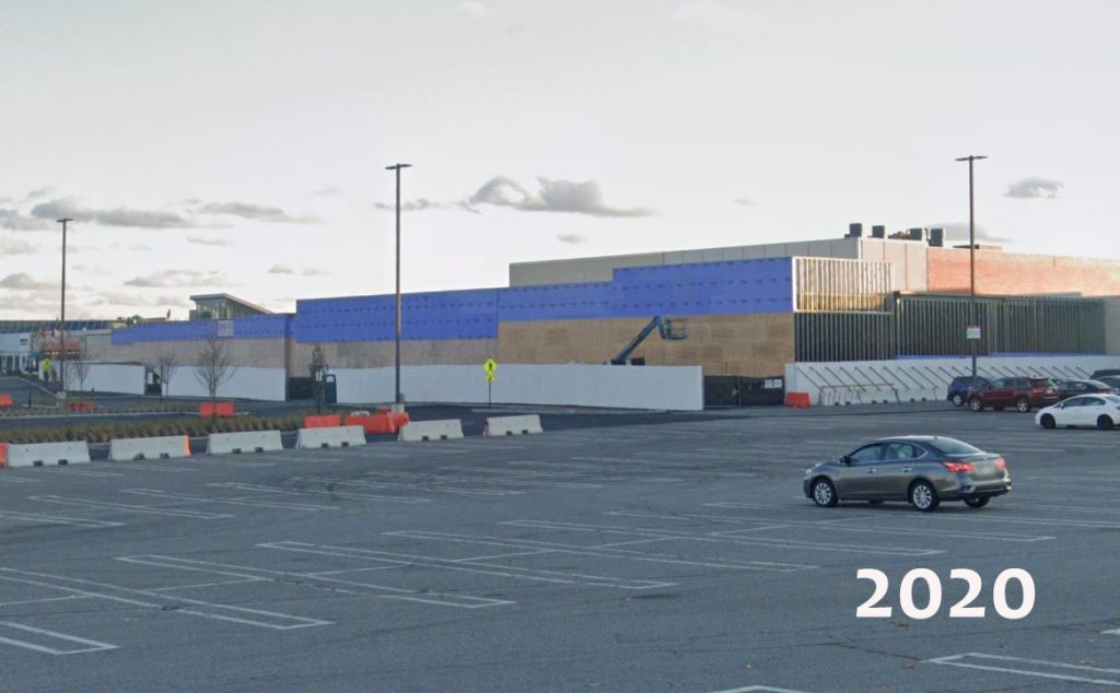 2020 Google street view of the side of the mall the new L.L. Bean will be located.