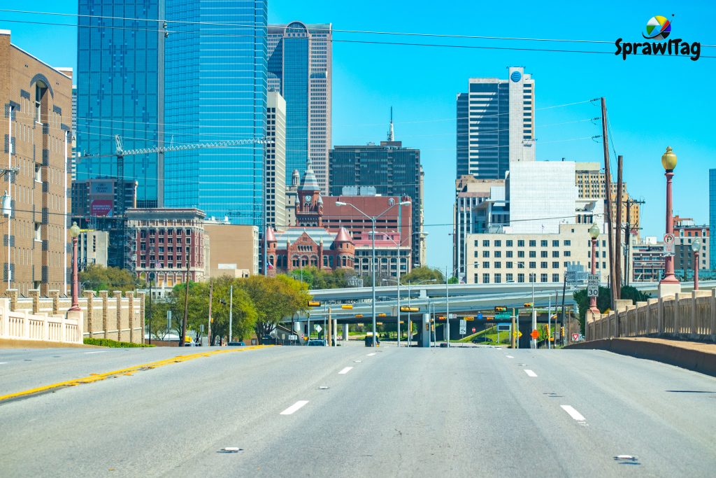 Street in Dallas, Texas in 2020 during the COVID pandemic.