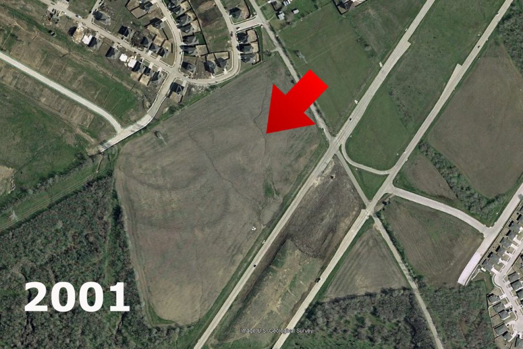 7500 New York Avenue location in 2001. The Texas 360 frontage roads were already in place but the highway was completed over 15years later.