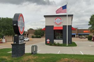Street View of a Scooters Coffee Shop in Katy Texas.